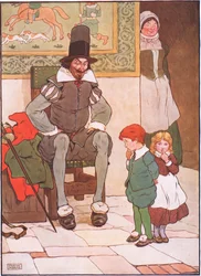 Der Onkel nahm den Jungen und das Mädchen und befahl ihnen, keine Angst zu haben., 1930er